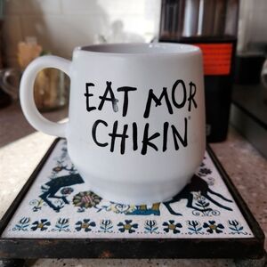 Black and White Ceramic Mug with Handwritten Text
